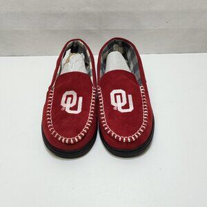 ZooZatz Oklahoma Sooners Moccasin Slippers Men's Size M 9/10 Plaid Lining NWOT